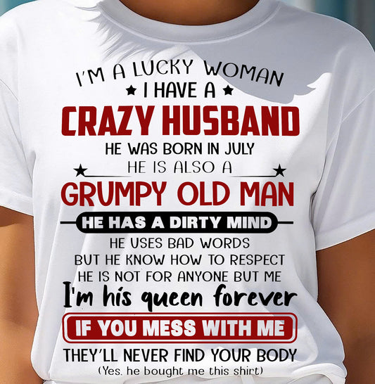 JULY - TO MY WIFE - I'M A LUCKY WOMAN - GIFT FROM HUSBAND - EBIL07 (SKU12-282-07)