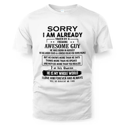 August - Awesome Boyfriend Born In August- Special gift for your Girlfriend - From Husband DONN08 (SKUT08-11-08)