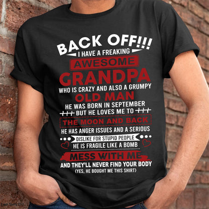 September – Back Off!!! I Have A Freaking Awesome Grandpa – Gift For Grandson And Granddaughter From Grandpa – DOAN09 (SKU10-153-09)
