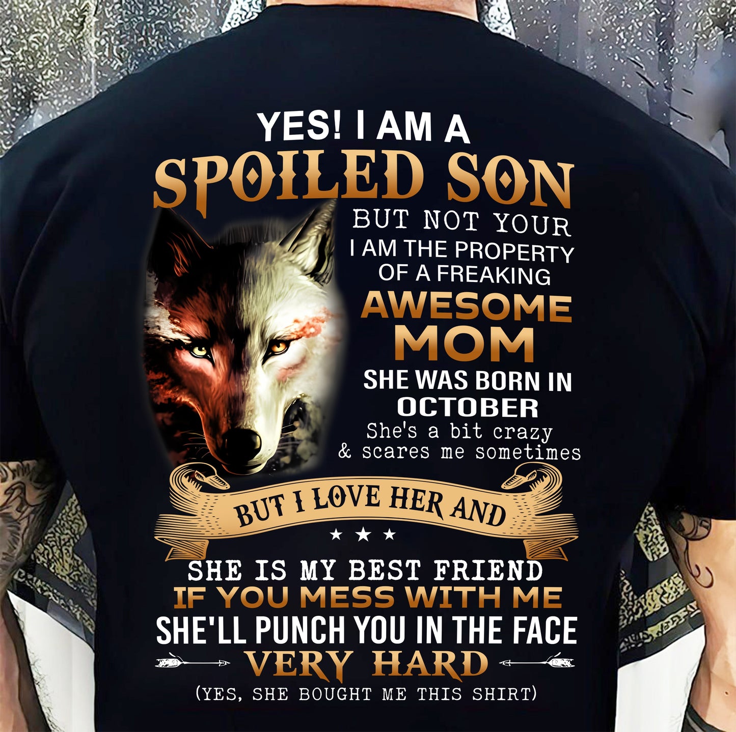 October - Lucky Son of Awesome Mom - Perfect Gift for Son From Mom - ebil10 (SKU10-128-10)