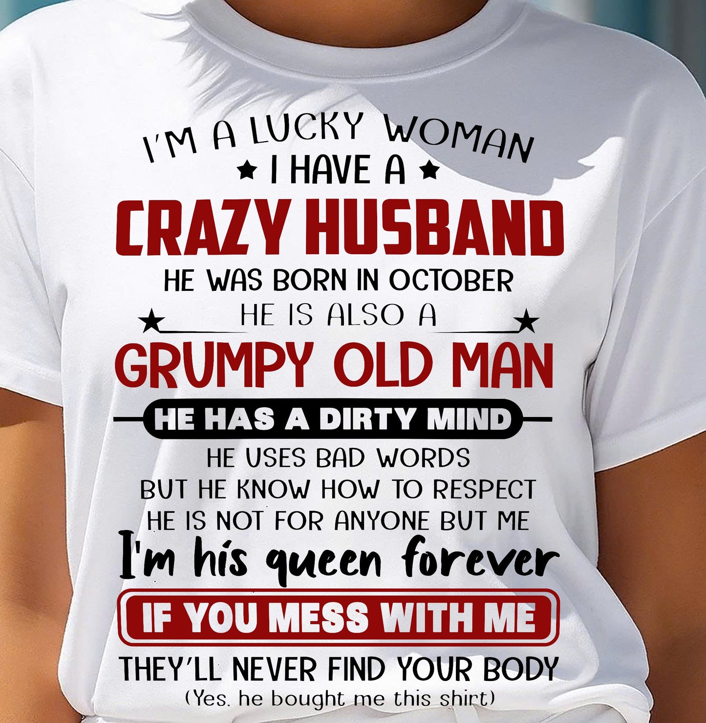 OCTOBER - TO MY WIFE - I'M A LUCKY WOMAN - GIFT FROM HUSBAND - EBIL10 (SKU12-282-10)