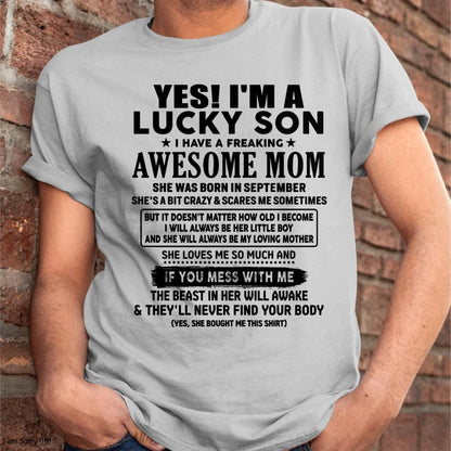 September - I am Lucky Son - Gift For Son From Mom - DONN09 - (SKU-T1206LMS-09)