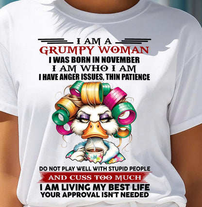 NOVEMBER - GRUMPY WOMAN - BIRTHDAY SHIRT FOR WOMEN - EBIL11 (SKU26T-01-22-11)