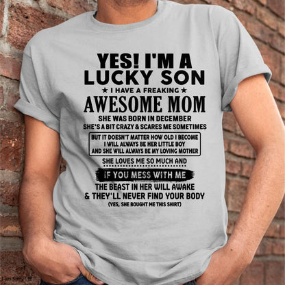 December - I am Lucky Son - Gift For Son From Mom - ebil12 - (SKU-T1206LMS-12)