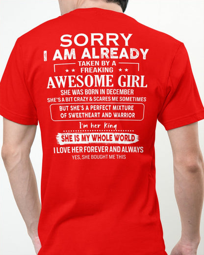 December - Awesome girl - Perfect gift for your boyfriend - (SKU04-86-12) - From Wife EBIL12