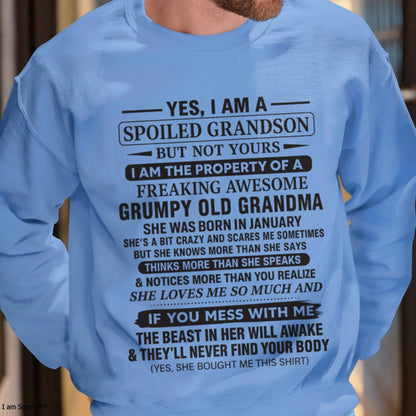 Yes I’m A Stubborn Grandson T-Shirt – Birthday Gift From February Grandma / Woman - EBIL02 (SKU10-171-02)
