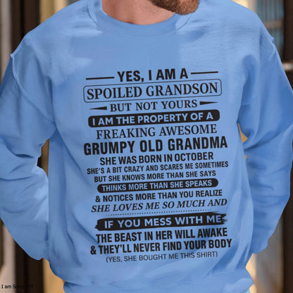Yes I’m A Stubborn Grandson T-Shirt – Birthday Gift From October Grandma / Woman - EBIL10 (SKU10-171-10)