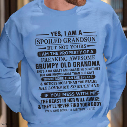 Yes I’m A Stubborn Grandson T-Shirt – Birthday Gift From Grandma / Woman - EBIL00 (SKU10-171-00)