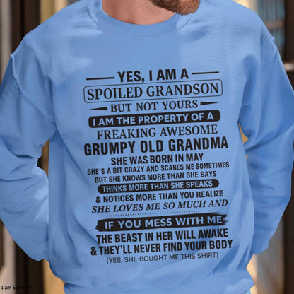 Yes I’m A Stubborn Grandson T-Shirt – Birthday Gift From May Grandma / Woman - EBIL05 (SKU10-171-05)