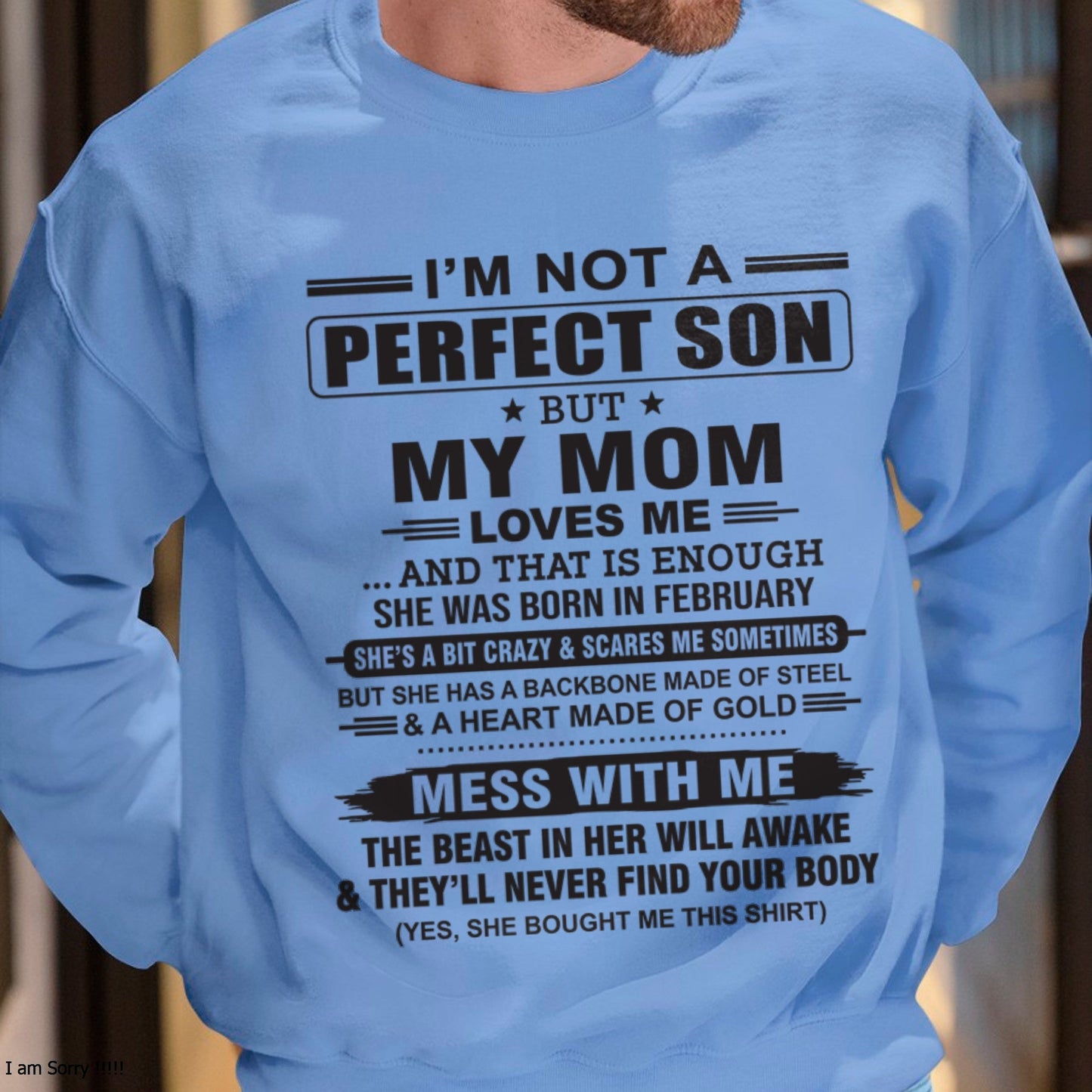 February - "I'M NOT A PERFECT SON BUT MY MOM LOVES ME" - Birthday Gift From February Mom / Woman - EBIL02 (SKU10-147-02)