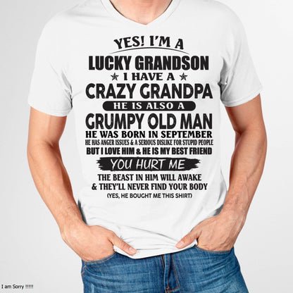 SEPTEMBER - LUCKY GRANDSON OF CRAZY GRANDPA -  PERFECT GIFT FROM GRANDPA - EBIL09 (SKU12-145-09)