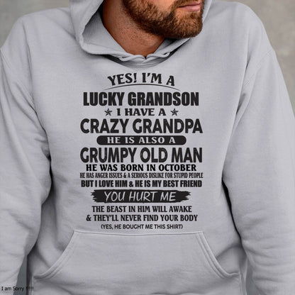 OCTOBER - LUCKY GRANDSON OF CRAZY GRANDPA -  PERFECT GIFT FROM GRANDPA - EBIL10 (SKU12-145-10)