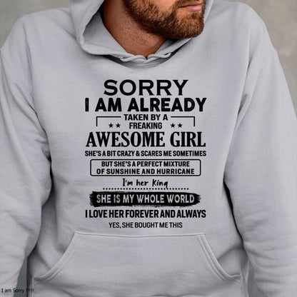 Sorry I Am Already Taken By A Freaking Awesome Girl - Gift For Husband From Wife - EBIL00 (SKU-TSRGIRL-00)