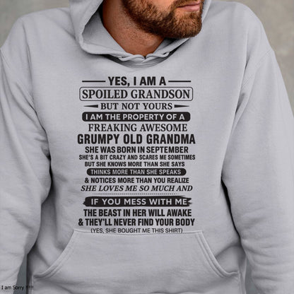 Yes I’m A Stubborn Grandson T-Shirt – Birthday Gift From September Grandma / Woman - EBIL09 (SKU10-171-09)