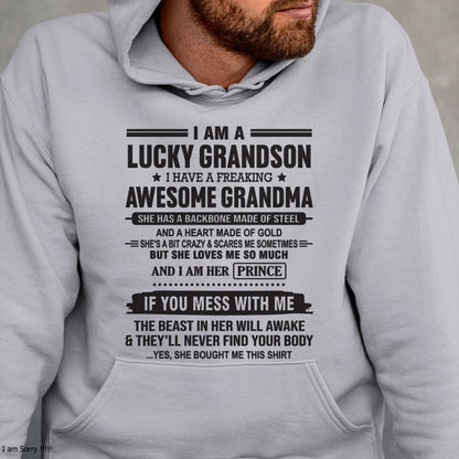 I Am A Lucky Grandson T-Shirt – Birthday Gift From Grandma / Woman - EBIL00 (SKU11-29-00)