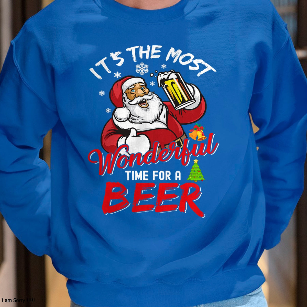 Funny Christmas Santa Claus Drinking Beer Wonderful Time T-Shirt - Christmas Unisex T-Shirt/Hoodie/Sweatshirt - HNDS00