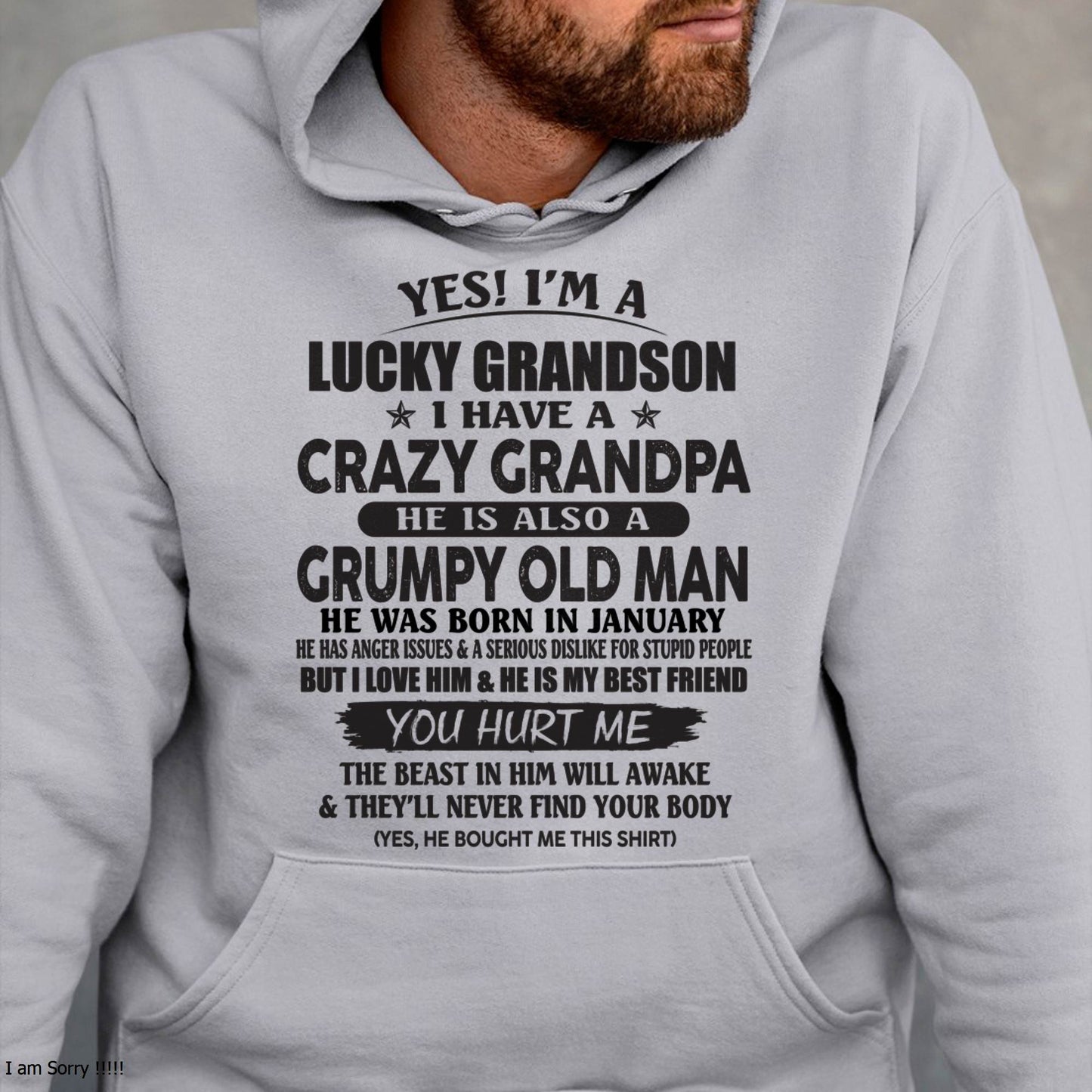 JANUARY - LUCKY GRANDSON OF CRAZY GRANDPA -  PERFECT GIFT FROM GRANDPA - EBIL01 (SKU12-145-01)