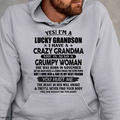 NOVEMBER - LUCKY GRANDSON OF CRAZY GRANDMA -  PERFECT GIFT FROM GRANDMA - EBIL11 (SKU12-113-11)