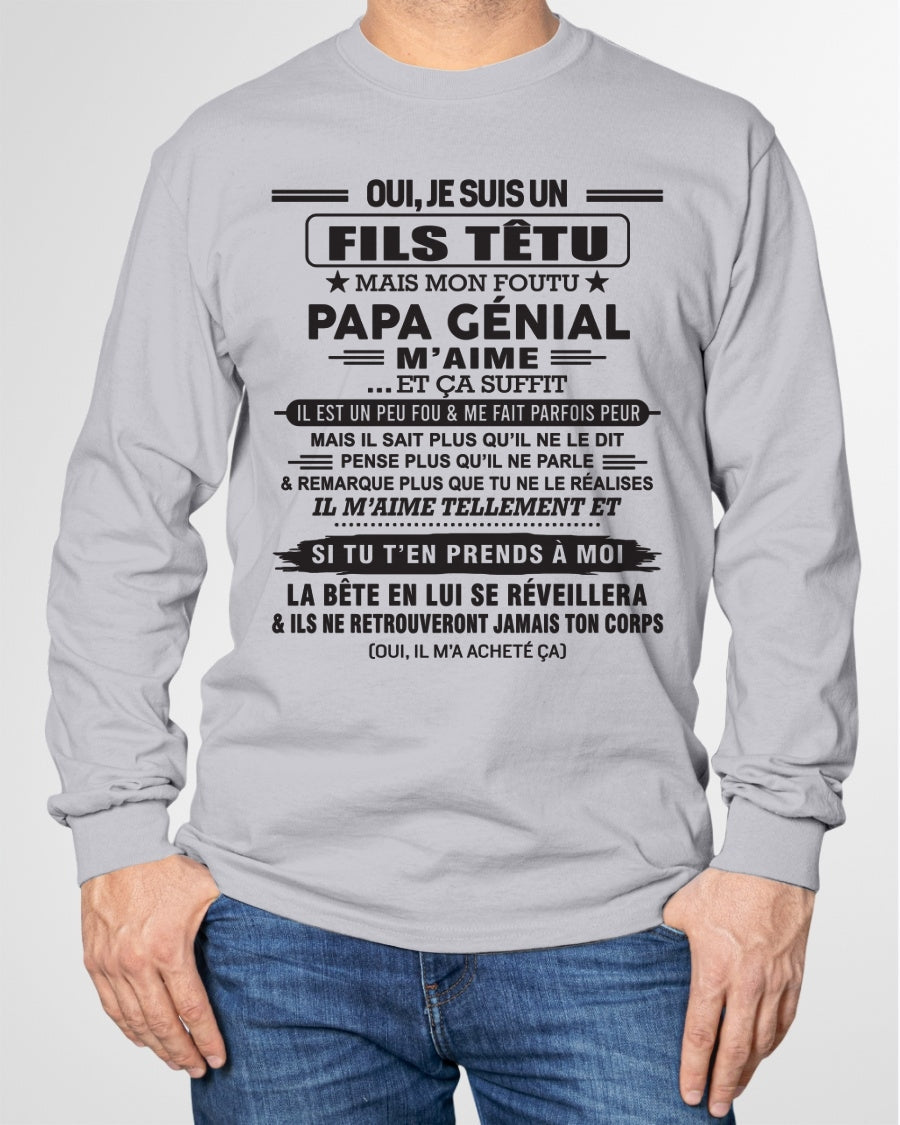 Oui, je suis un garçon têtu – T-shirt | Cadeau d’anniversaire de papa pour son fils - EBIL00 / fr00 (SKU12-260-00)