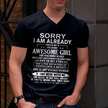 July – Sorry I Am Already Taken By A Freaking Awesome Girl – Gift For Boyfriend From Wife Or Girlfriend – DOAN07 (SKU12-293-07)