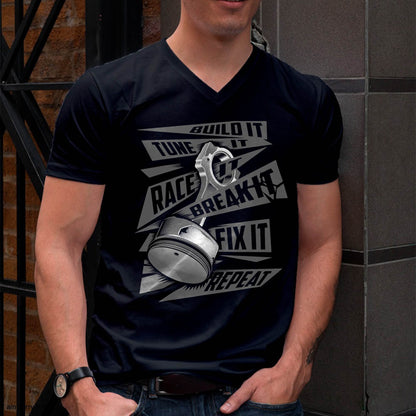 Funny Build It Tune It Race It Break It Fix It Repeat T-Shirt - Gift For Mechanic - DONN (SKUM08-D05)