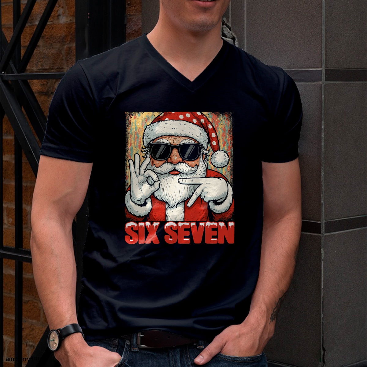 Funny Six Seven Meme Christmas Cool Santa Saying 6 7 T-Shirt - Christmas Unisex T-Shirt/Hoodie/Sweatshirt - HNDS00