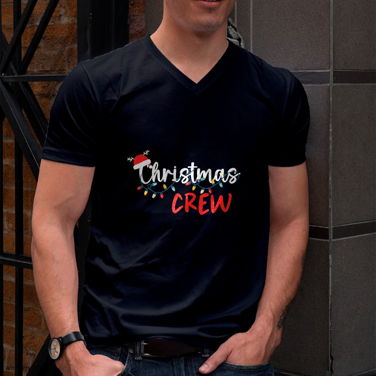 Christmas Crew Xmas Lights Family Matching Pajamas Holiday T-Shirt - Christmas Unisex T-Shirt/Hoodie/Sweatshirt - HNDS00