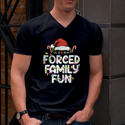 Forced Family Fun Christmas Pajamas Funny T-Shirt - Christmas Unisex T-Shirt/Hoodie/Sweatshirt - HNDS00