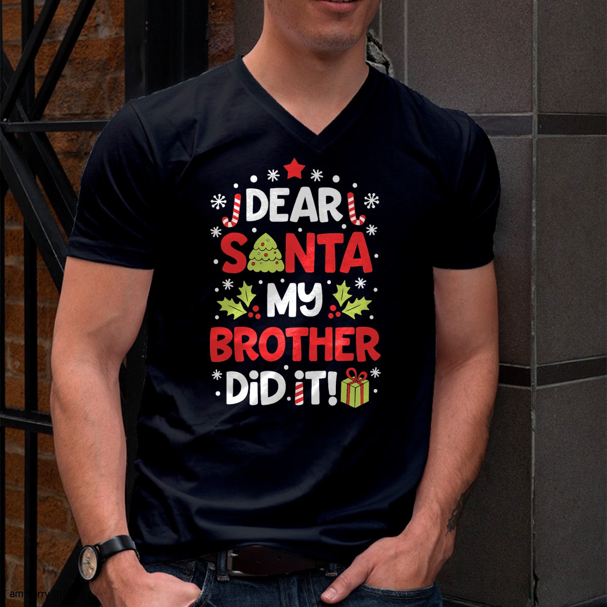 Dear Santa My Brother Did It Funny Christmas Girls Kids Boys Short Sleeve T-Shirt - Christmas Unisex T-Shirt/Hoodie/Sweatshirt - HNDS00