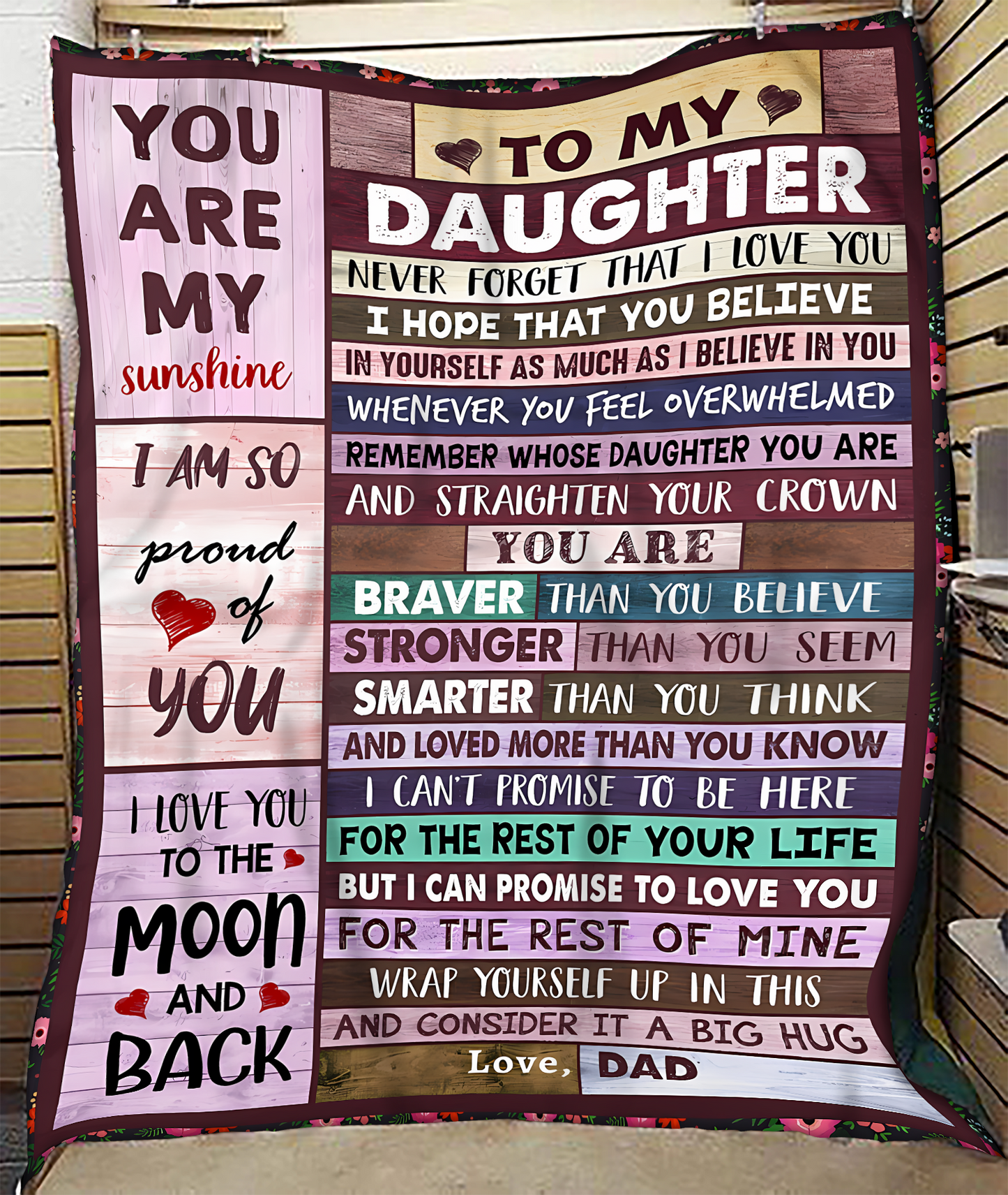 BLANKET FOR DAUGHTER – COMFORT & WARMTH GIFT FROM DAD Sherpa Fleece Quilt Blanket EBIL00