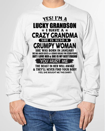 JANUARY - LUCKY GRANDSON OF CRAZY GRANDMA -  PERFECT GIFT FROM GRANDMA - EBIL01 (SKU12-113-01)