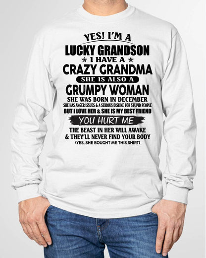 DECEMBER - LUCKY GRANDSON OF CRAZY GRANDMA -  PERFECT GIFT FROM GRANDMA - EBIL12 (SKU12-113-12)