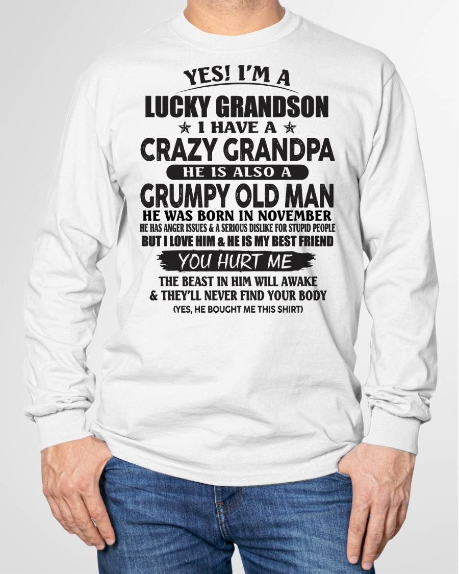 NOVEMBER - LUCKY GRANDSON OF CRAZY GRANDPA -  PERFECT GIFT FROM GRANDPA - EBIL11 (SKU12-145-11)