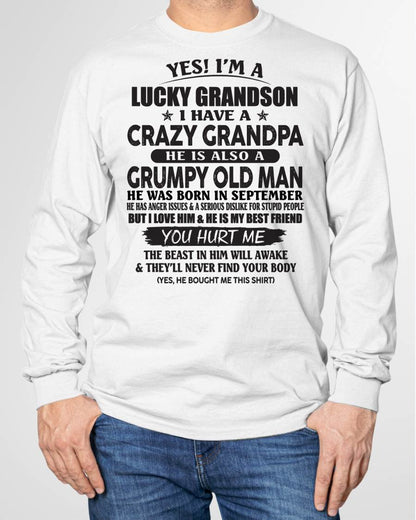 SEPTEMBER - LUCKY GRANDSON OF CRAZY GRANDPA -  PERFECT GIFT FROM GRANDPA - EBIL09 (SKU12-145-09)