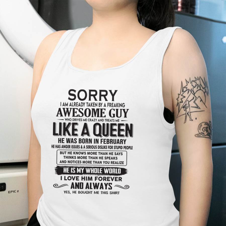 February - Sorry I am already taken by a freaking awesome guy - Gift for Wife From Husband - Ebil02 (SKU08-25-02)