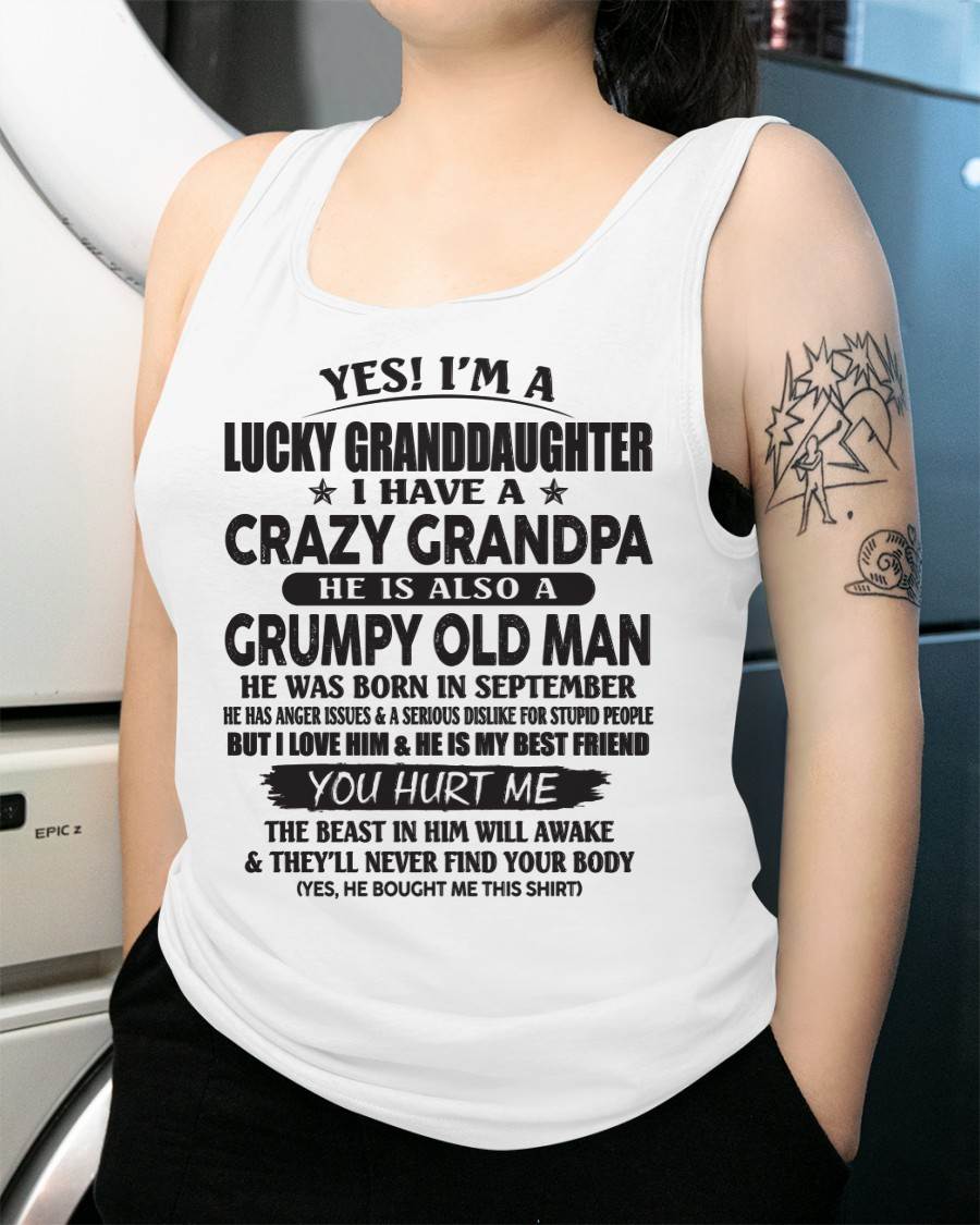 SEPTEMBER - LUCKY GRANDDAUGHTER OF CRAZY GRANDPA - PERFECT GIFT FOR YOUR GRANDDAUGHTER FROM GRANDPA - DTSM09 (SKU10-150-09)
