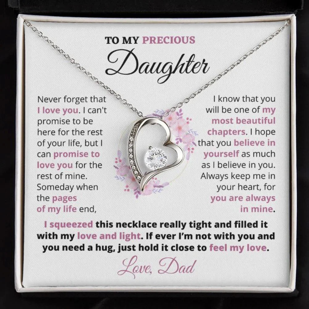 TO MY DAUGHTER - GIFT FROM DAD "Always Keep Me In Your Heart" - Forever Love Necklace