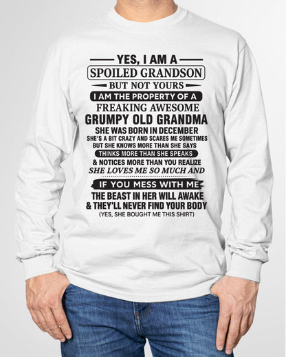 Yes I’m A Stubborn Grandson T-Shirt – Birthday Gift From December Grandma / Woman - EBIL12 (SKU10-171-12)