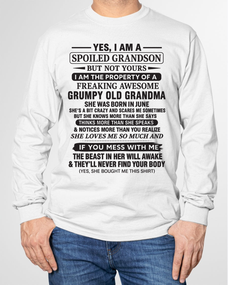 Yes I’m A Stubborn Grandson T-Shirt – Birthday Gift From June Grandma / Woman - EBIL06 (SKU10-171-06)