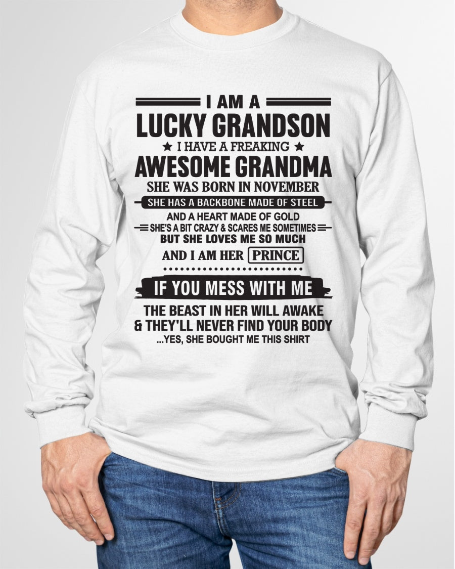 I Am A Lucky Grandson T-Shirt – Birthday Gift From November Grandma / Woman - EBIL11 (SKU11-29-11)