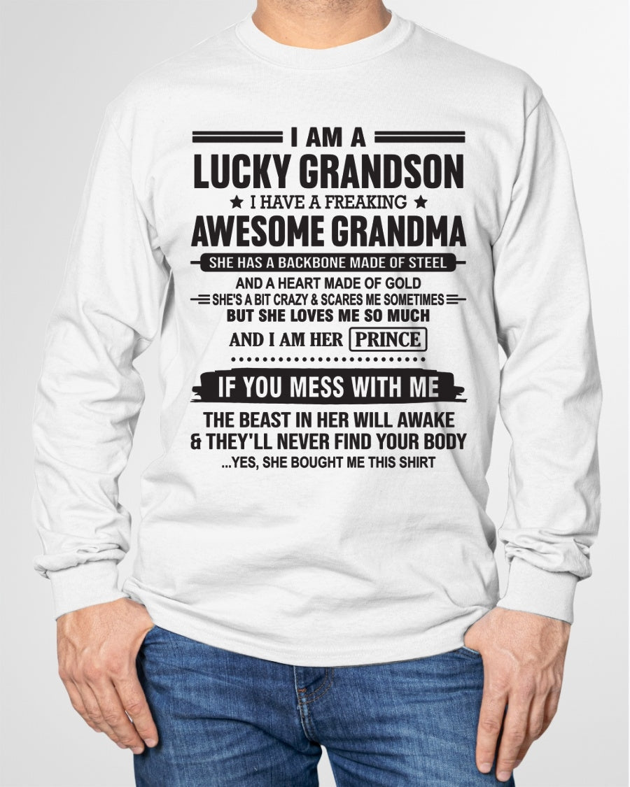 I Am A Lucky Grandson T-Shirt – Birthday Gift From Grandma / Woman - EBIL00 (SKU11-29-00)
