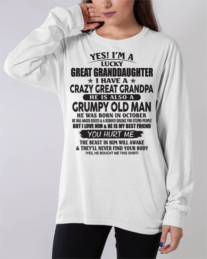 OCTOBER - LUCKY GREAT GRANDDAUGHTER OF CRAZY GREAT GRANDPA - PERFECT GIFT FROM GREAT GRANDPA - EBIL10 (SKU12-287-10)