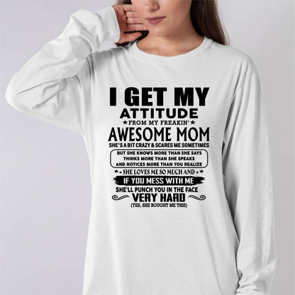 Thanks Mom - I GET MY ATTITUDE FROM MY FREAKIN' AWESOME MOM - Gift for Son and Daughter From Mom - ebil00 (SKU-TMD-CU-00)
