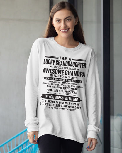 I Am A Lucky Granddaughter T-Shirt – Birthday Gift From July Grandpa / Man - EBIL07 (SKU11-122-07)