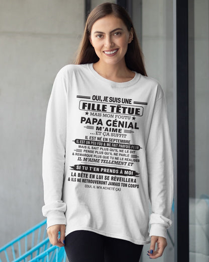 SEPTEMBRE - Oui, je suis une fille têtue – T-shirt | Cadeau d’anniversaire de papa pour sa fille - EBIL09 / fr09 (SKU12-214-09)