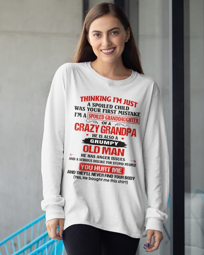 Spoiled Granddaughter of a Crazy Grandpa Shirt – Birthday Gift from Grandpa / Man - EBIL00 (SKU12-200-00)
