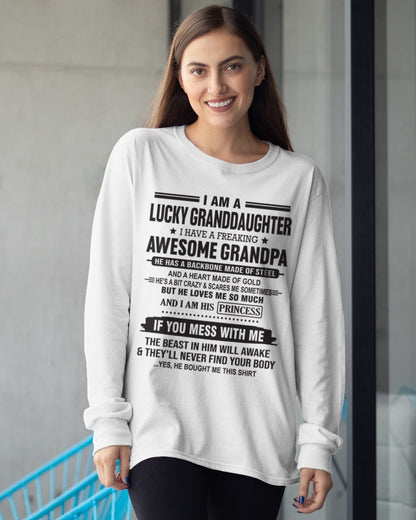 I Am A Lucky Granddaughter T-Shirt – Birthday Gift From Grandpa / Man - EBIL00 (SKU11-122-00)