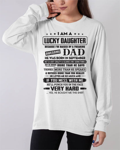 September - Lucky Daughter of Awesome Dad - Perfect Gift For Daughter From Dad - EBIL09 (SKU08-47-09)