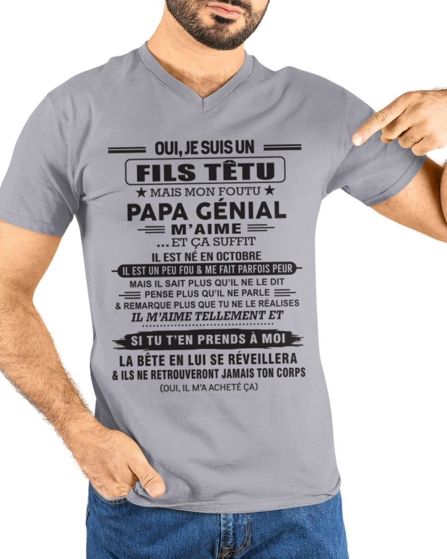 OCTOBRE - Oui, je suis un garçon têtu – T-shirt | Cadeau d’anniversaire de papa pour son fils - EBIL10 / fr10 (SKU12-260-10)