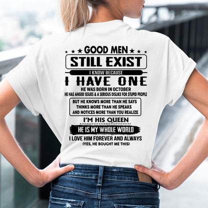 October - Good men Still Exist - gift for your girlfriend, wife from Husband - EBIL10 (SKU-GMSAU-10)